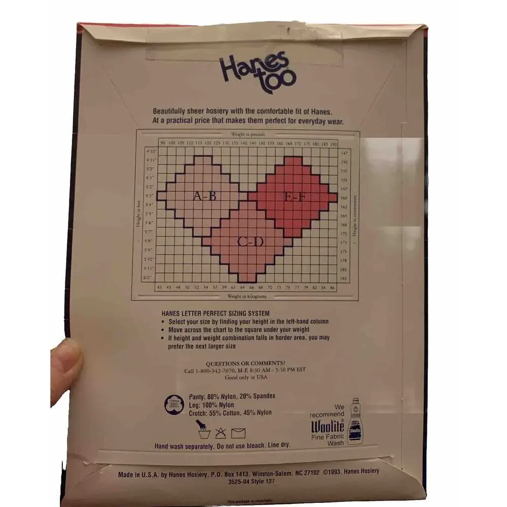 Vintage Hanes Too Control Top Sandalfoot Pantyhose AB Barley There 137